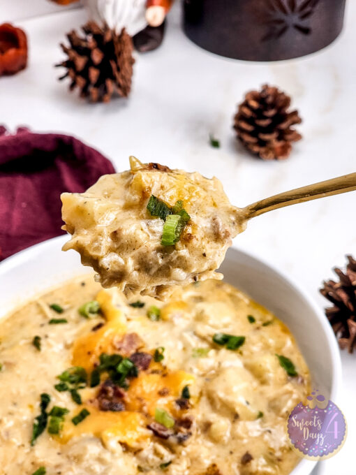 Bacon Potato Chicken Soup on Gold Marble - Image 9