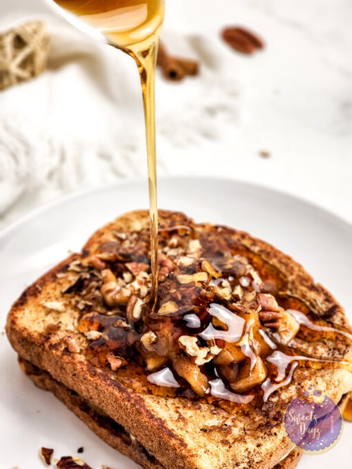 Apple Pie Cheesecake Stuffed French Toast on Marble - Image 3