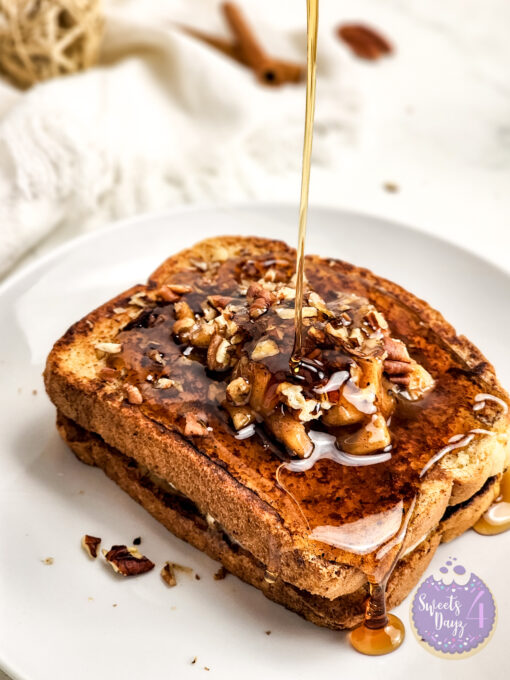 Apple Pie Cheesecake Stuffed French Toast on Marble - Image 4