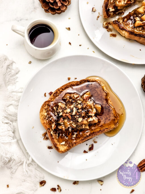 Apple Pie Cheesecake Stuffed French Toast on Marble - Image 5