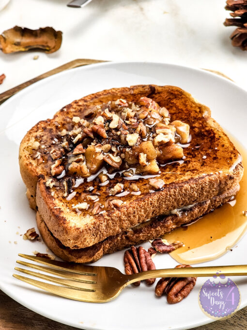 Apple Pie Cheesecake Stuffed French Toast on Gold Marble - Image 5