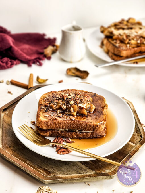 Apple Pie Cheesecake Stuffed French Toast on Gold Marble - Image 6