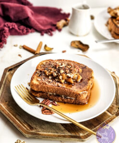 Apple Pie Cheesecake Stuffed French Toast on Gold Marble
