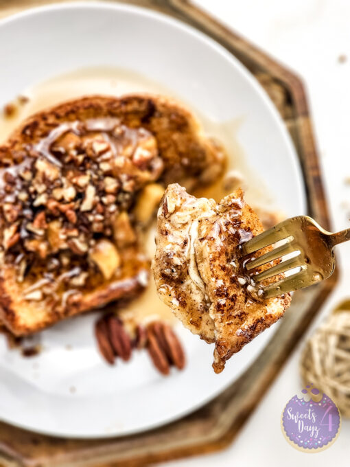 Apple Pie Cheesecake Stuffed French Toast on Gold Marble - Image 8