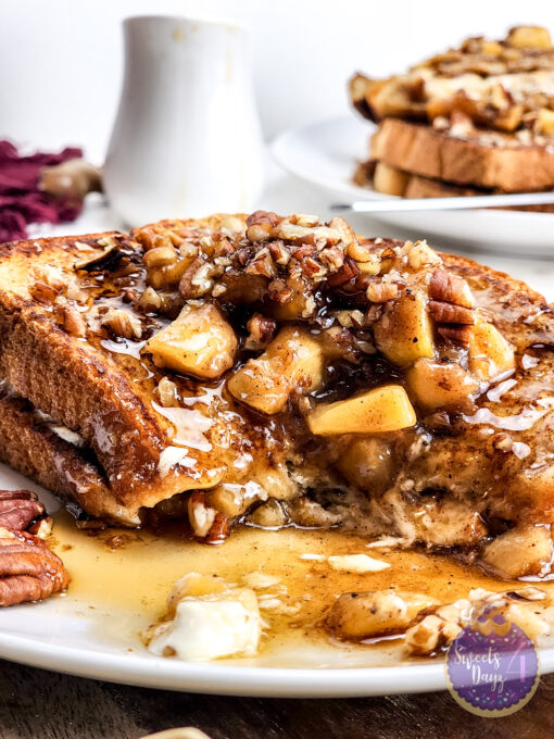 Apple Pie Cheesecake Stuffed French Toast on Gold Marble - Image 9