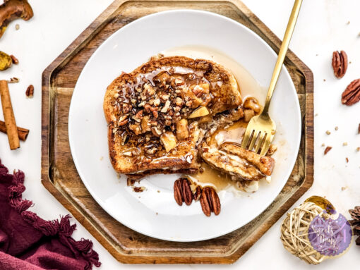 Apple Pie Cheesecake Stuffed French Toast on Gold Marble - Image 11